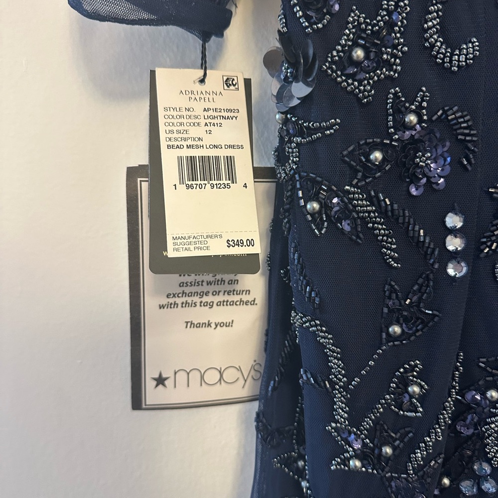 Adrianna Papell Midnight Blue Beaded Maxi Dress - Picture 3 of 3